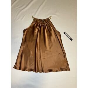 Nicole Miller New York Satin Gold Chain Halter Top